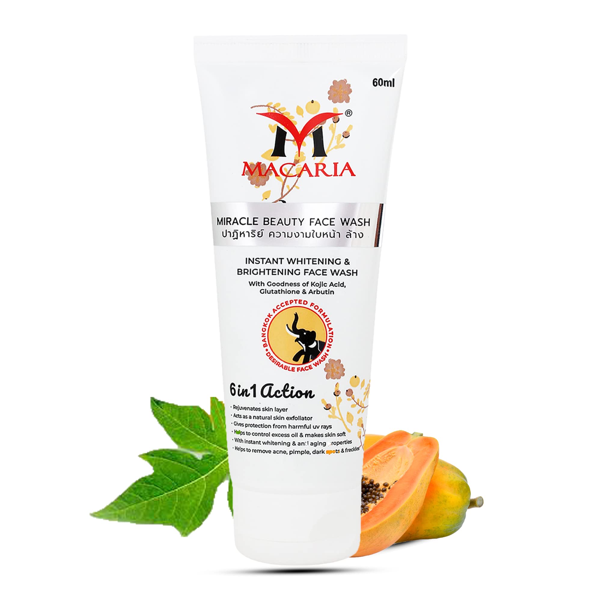 Miracle Beauty Face Wash for Instant Whitening & Skin Brightening - Salicylic Acid Acne Treatment & Dark Spot Remover - Gentle Cleanser for Oily, Dry & Sensitive Skin - Best Facial Wash for Men & Women (60ml) - Perfect for Daily Skincare Routine & Travel Size
