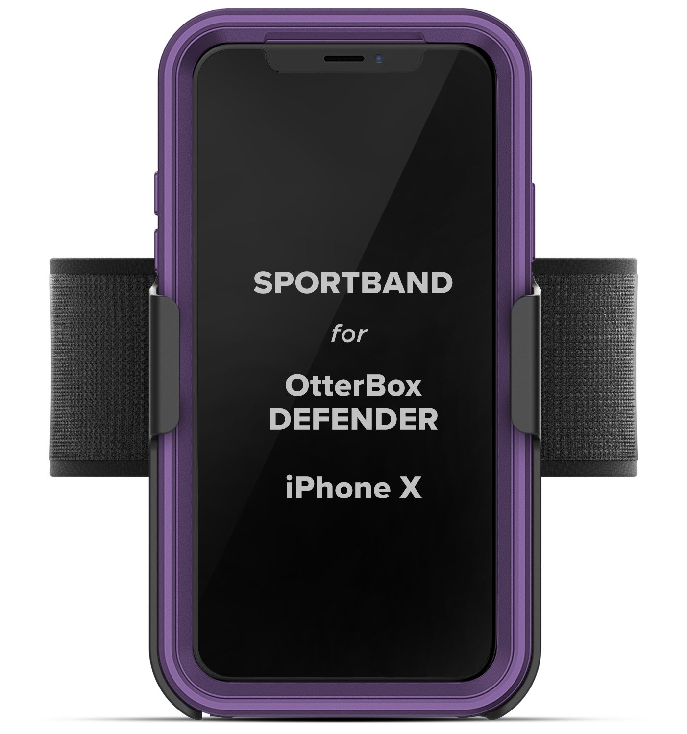 ENCASED Adjustable Workout Armband for Otterbox Defender Case - Compatible with Apple iPhone X & iPhone Xs | XS-XXL Arm Size | Perfect for Running, Gym & Outdoor Activities (Case Not Included)