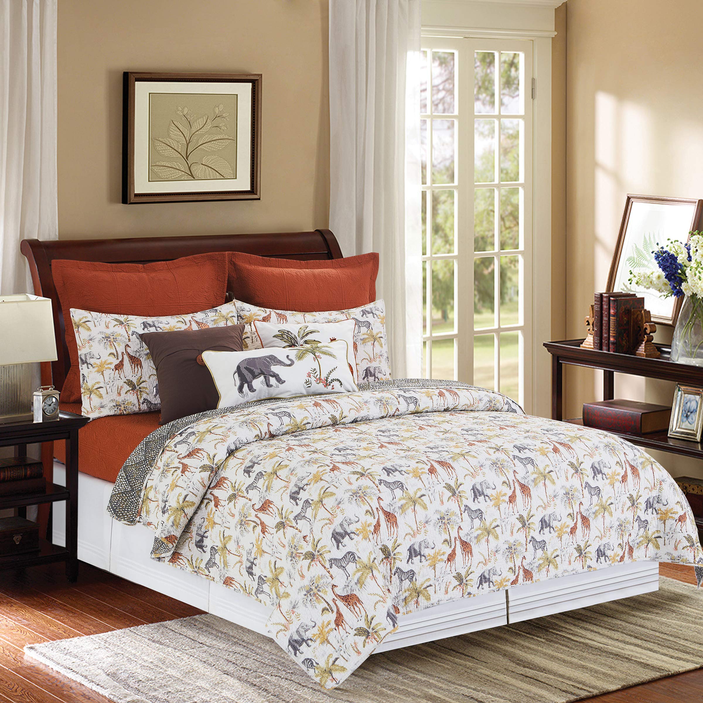 C&F Home Nico Safari Animal Print Reversible Spotted Cotton Quilt Set - Full/Queen Size 3-Piece Bedding Set - Machine Washable - Yellow - Perfect for Jungle Themed Bedrooms & Boho Home Decor