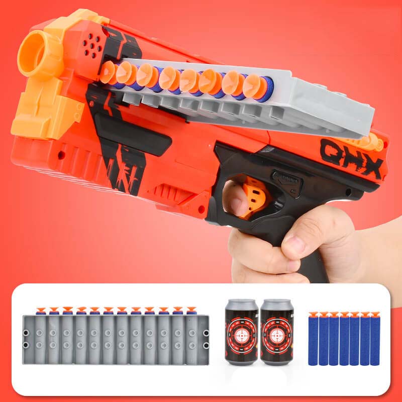 Horizontal Clip Fed Manual Foam Dart Blaster Toy - High Performance Nerf Style Foam Gun for Outdoor Games, Backyard Battles & Team Competitions
