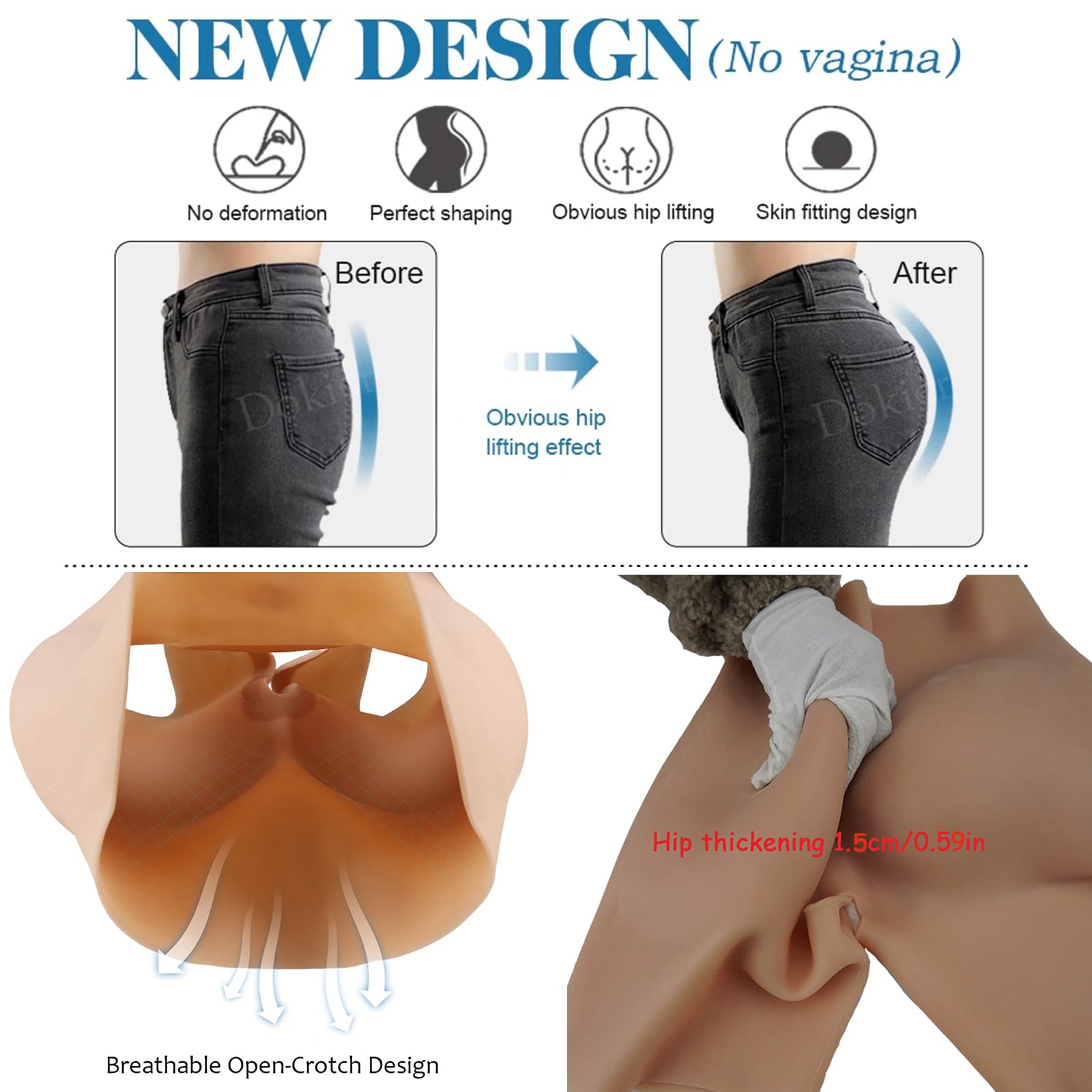 XSXL Silicone Hip Enhancer Shapewear - Butt Padded Push Up Panties for Transgender Women & Crossdressers - Fake Hips for Natural Curves - Perfect for Cosplay, Daily Wear & Confidence Boost