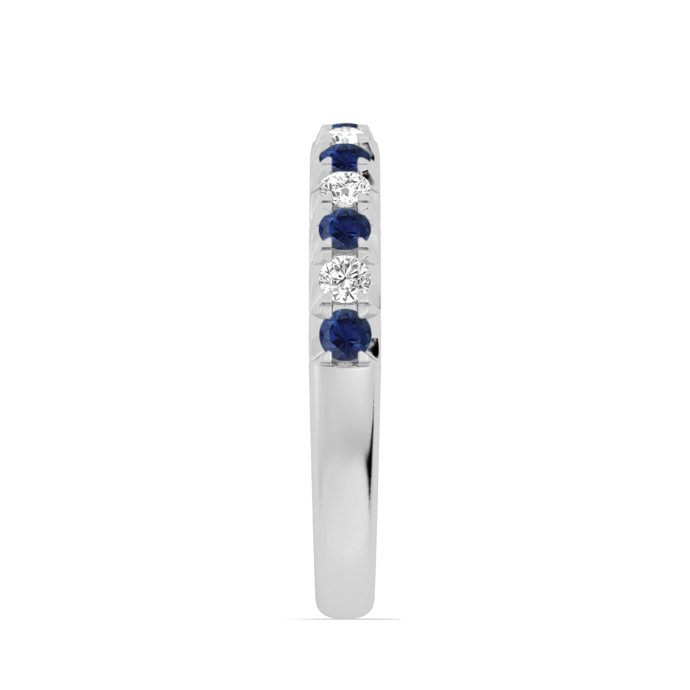 14K Gold Sapphire and Diamond Wedding Band for Women - Elegant Stackable Ring for Engagement, Anniversary & Special Occasions