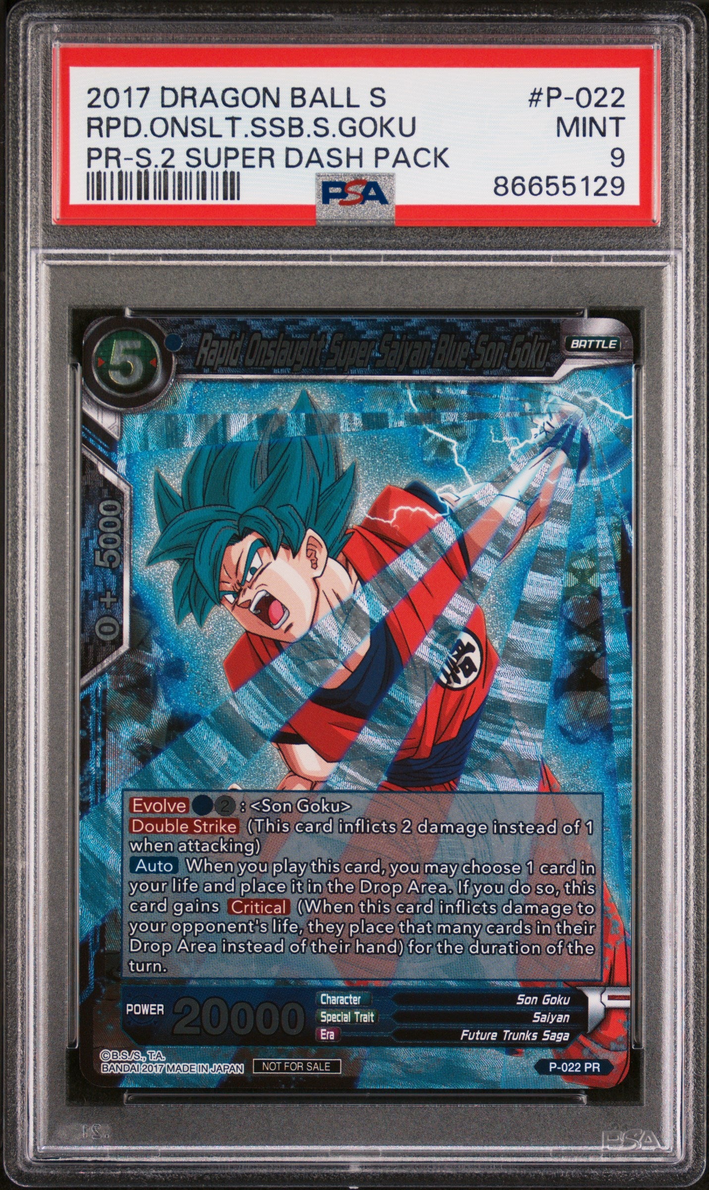 2017 Dragon Ball Super RPD Onslaught SSB Goku #P 022 PSA 9 Graded Card - Perfect for Collectors, Anime Fans & Display Cases