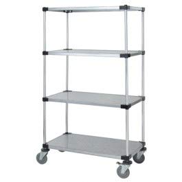 4-Shelf Heavy Duty Metal Utility Cart with Wheels - 63 Inch Rolling Storage Cart for Garage, Warehouse, Kitchen, and Office Organization
