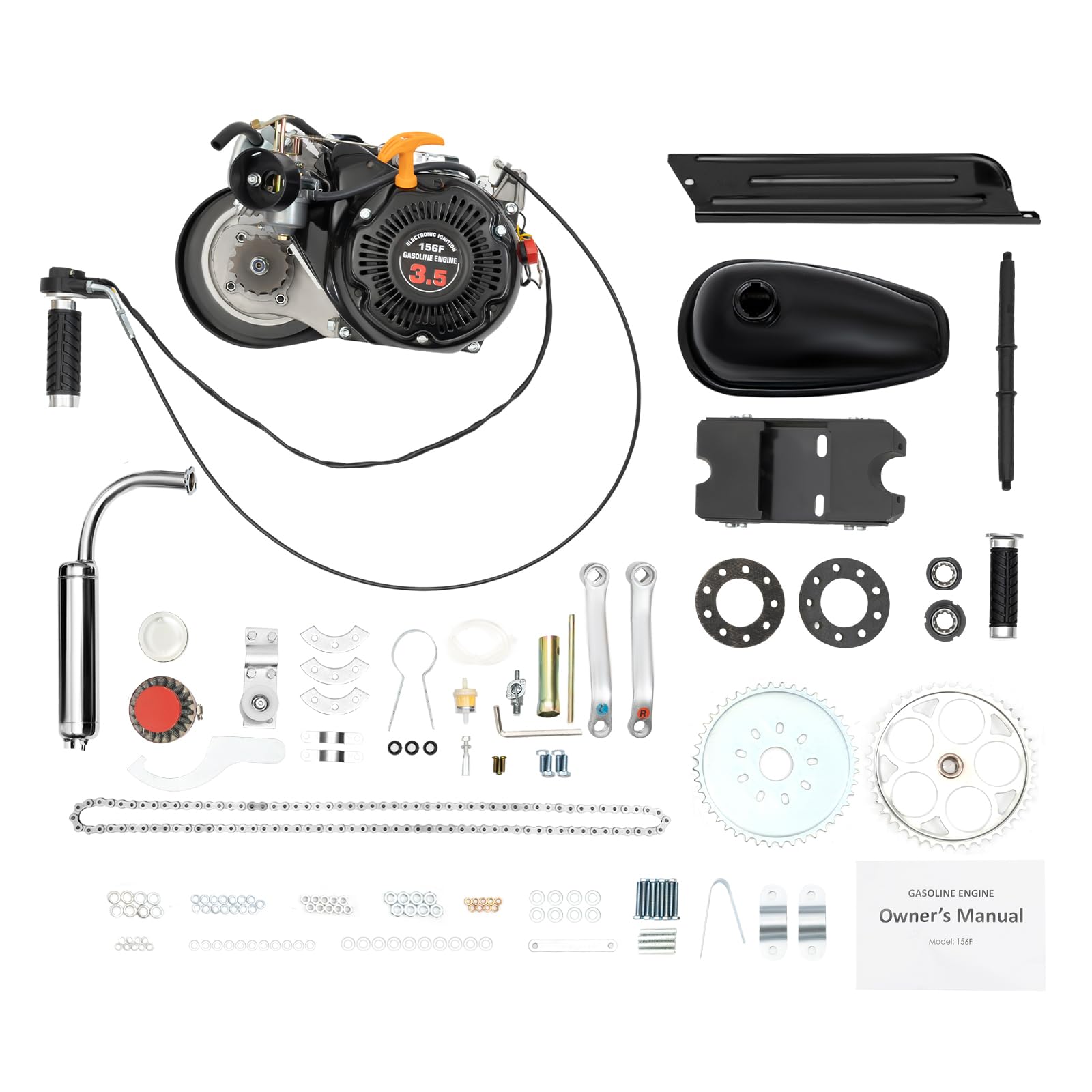 100cc 4 Stroke 3HP Bicycle Engine Motor Kit - Complete Gas Powered Bike Conversion Set with Belt Drive for Adults | Perfect for Commuting, Off-Road Adventures & DIY Motorized Bicycle Projects