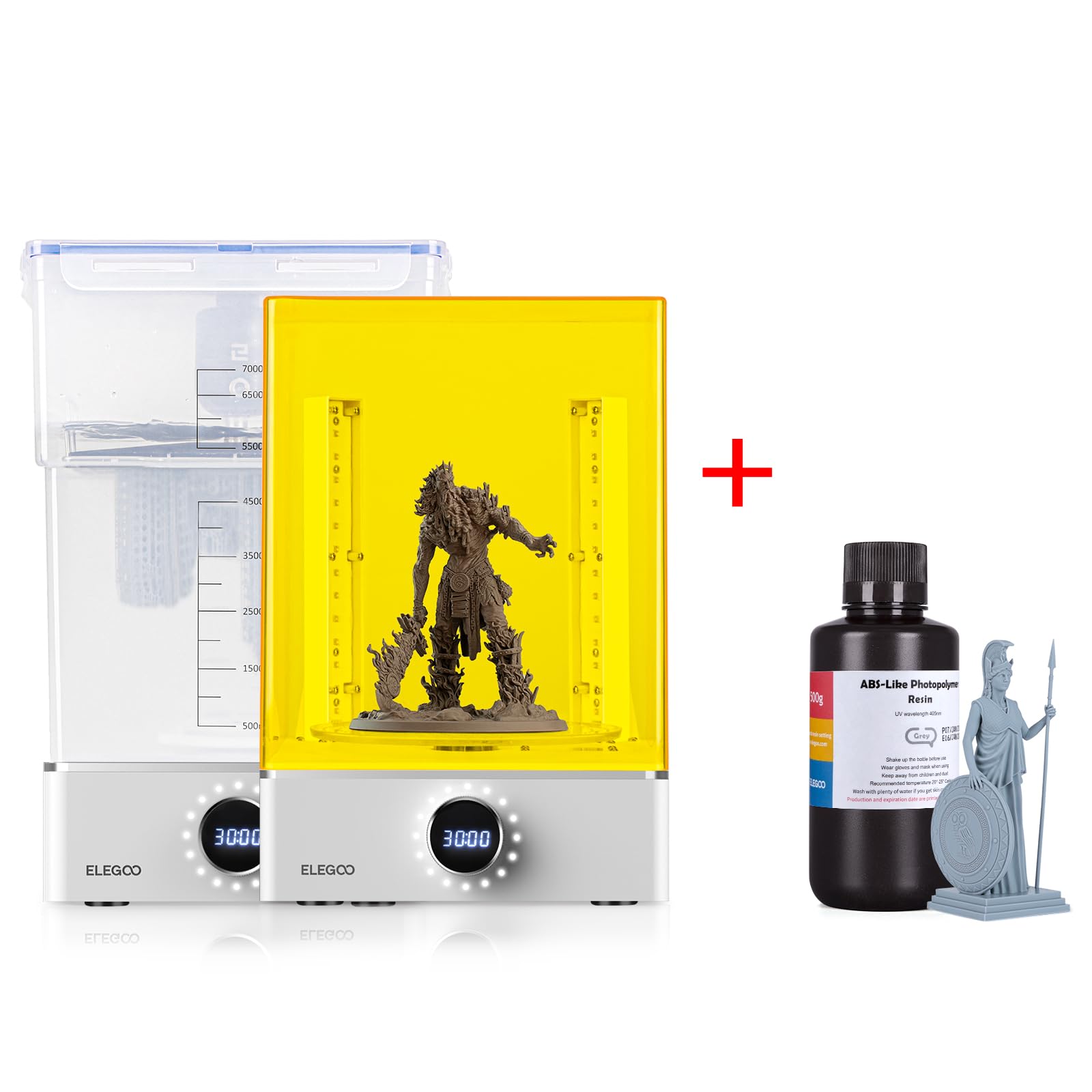 ELEGOO Mercury X Bundle - Wash & Cure Station with ABS-Like 3D Printer Resin (1000g, Grey) for High-Quality 3D Printing | Perfect for Miniatures, Prototypes & DIY Projects