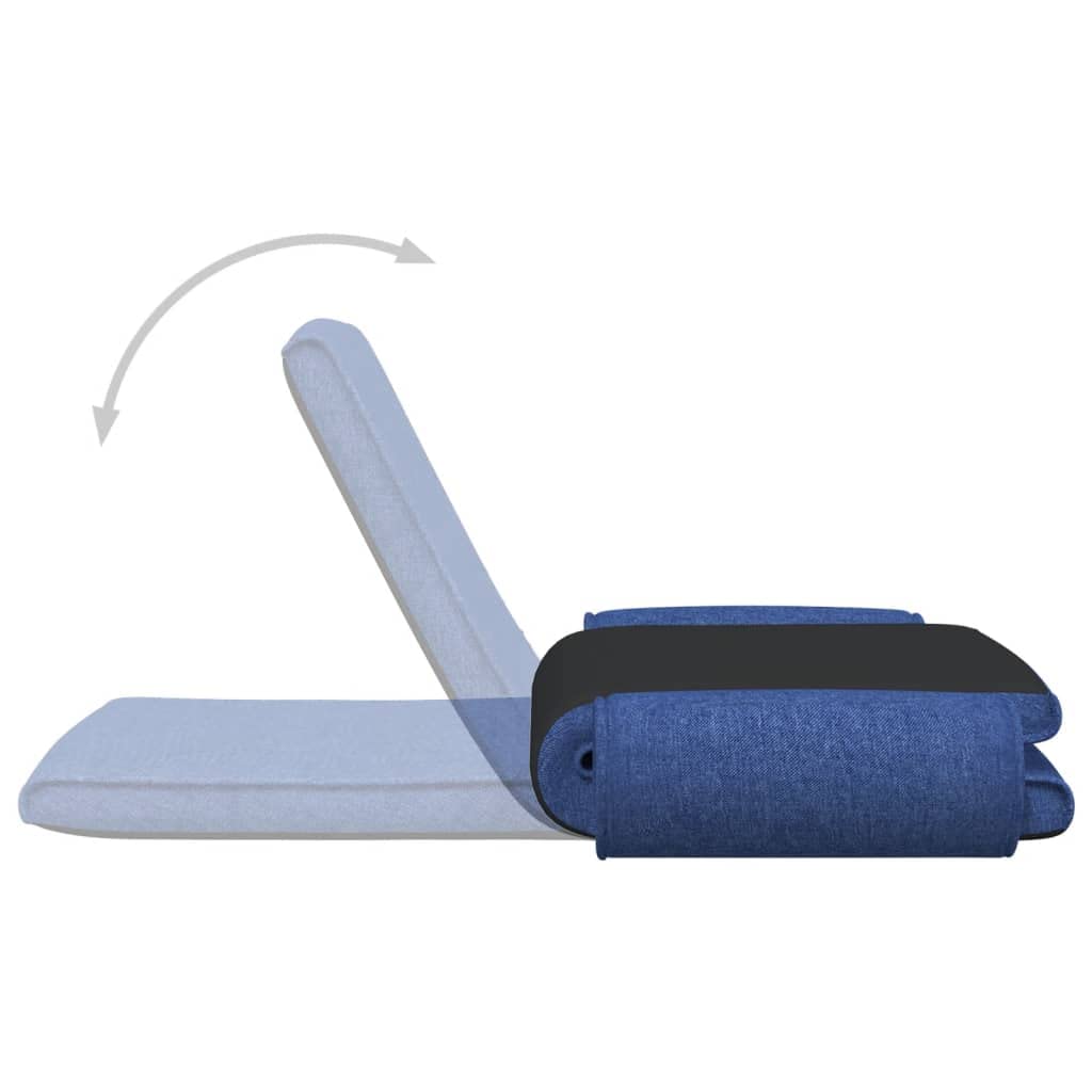 SKM Folding Floor Chair - Blue Fabric Padded Seat for Adults, Foldable Floor Sofa with Back Support, Comfortable Floor Seating for Living Room, Bedroom, Yoga & Meditation