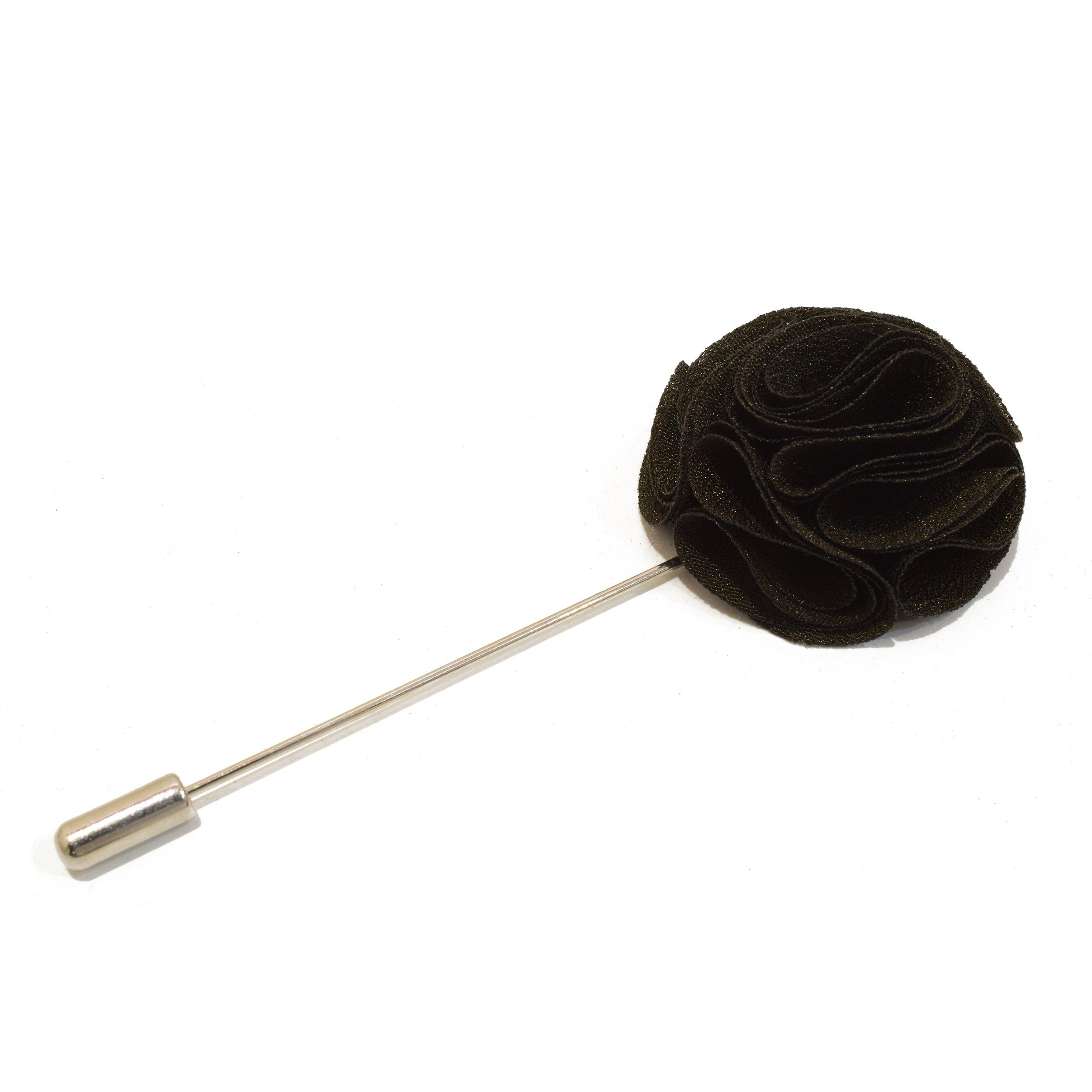 Elegant Black Blossom Lapel Pin for Women & Men - Floral Brooch for Suits, Blazers, Dresses & Special Occasions