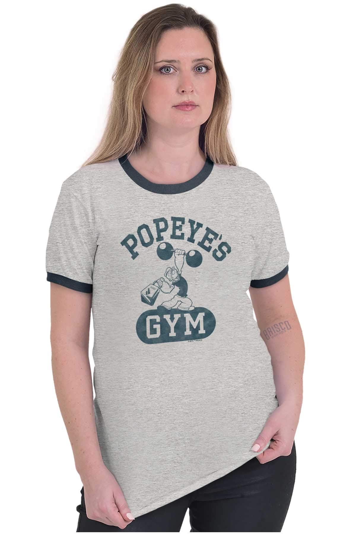 Brisco Brands Popeye Body Builder Gym Workout Cool Ringer T-Shirt for Men & Women - Perfect for Weightlifting, Bodybuilding & Fitness Training