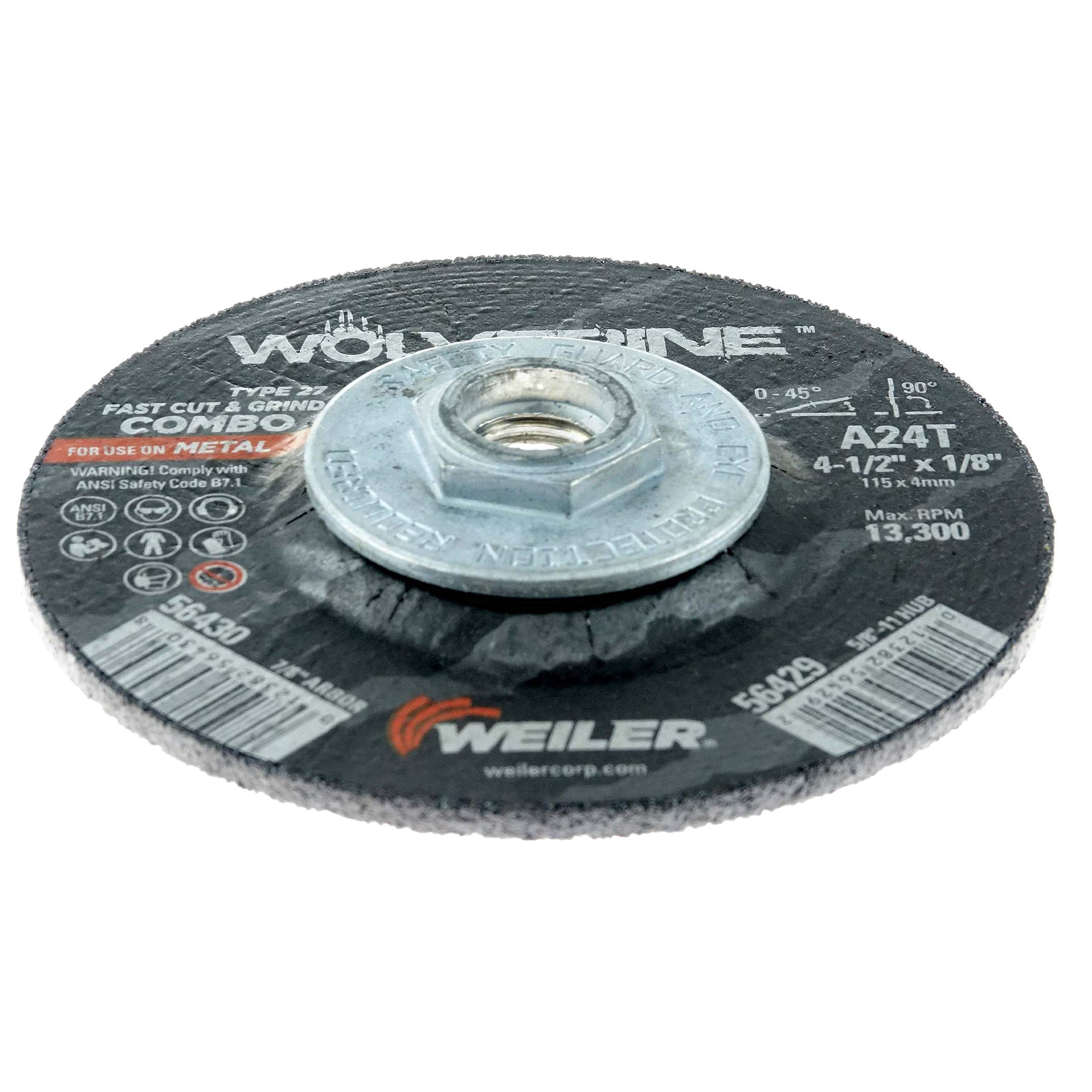 Weiler 56429 Wolverine Type 27 Cut and Grind Combo Wheel - 4.5