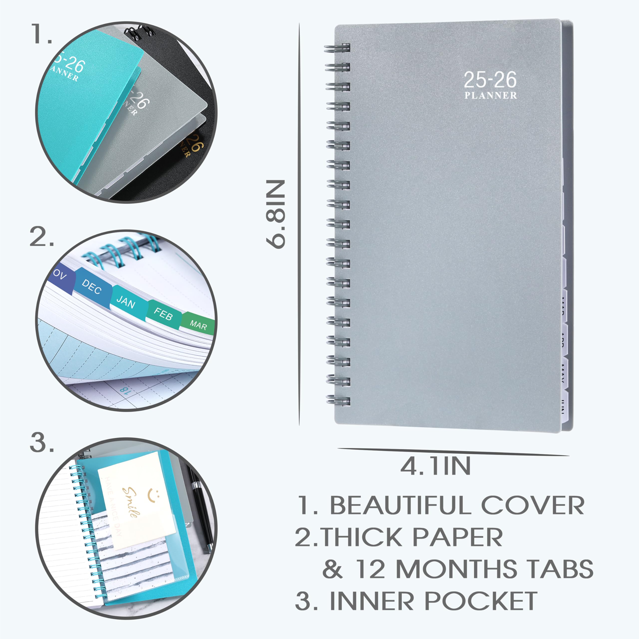 2025-2026 Pocket Calendar Planner - Weekly & Monthly Organizer for Purse, Wallet & Travel | July 2025 to June 2026 | 6.8