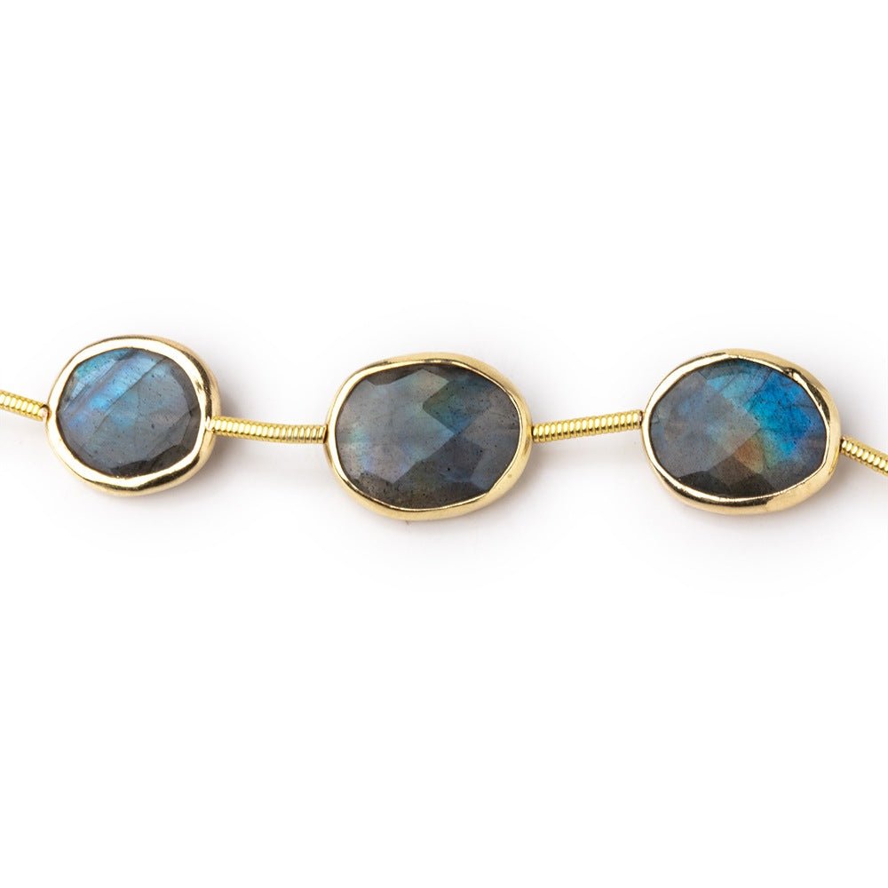 13x10mm Vermeil Bezel Labradorite Faceted Nugget Beads - 7 Inch Strand (9 Pieces) - Perfect for Jewelry Making, DIY Bracelets & Necklaces