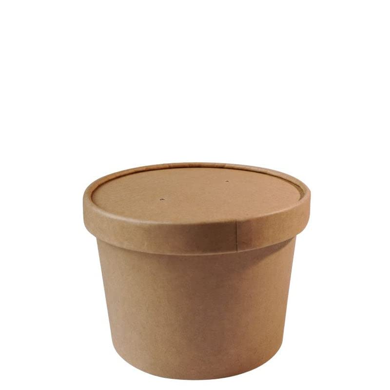 500 Pack 16 oz Disposable Kraft Paper Soup Containers with Vented Lids - Eco-Friendly Microwave Safe Takeout Containers for Ice Cream, Frozen Yogurt, Restaurant Food Storage & Meal Prep | Perfect for Catering, Food Trucks & Home Use