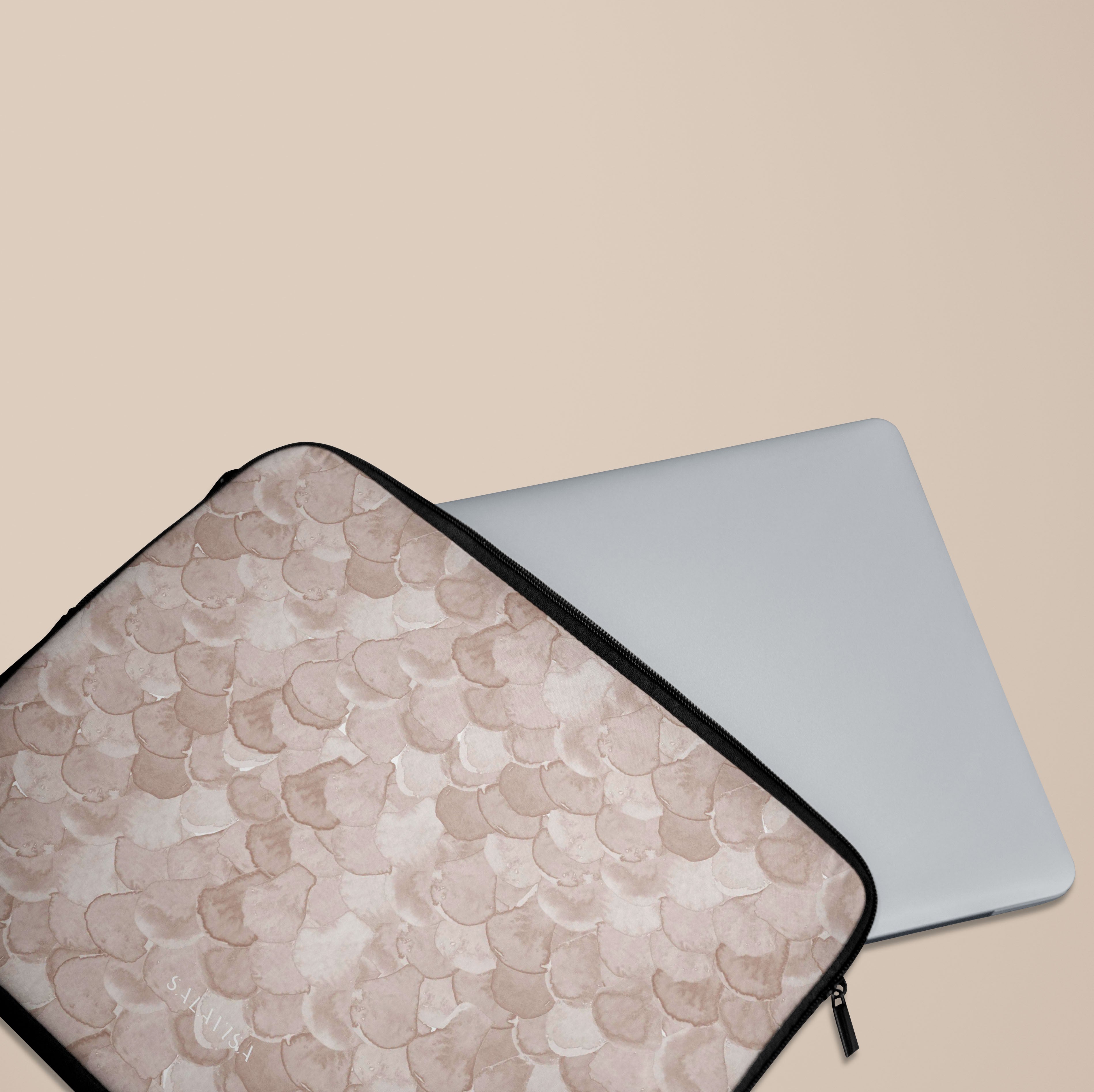 Beige Watercolor Reptile Print Laptop Sleeve Case - 13 Inch Protective Cover for MacBook Air/Pro, Stylish & Durable for Work, School & Travel
