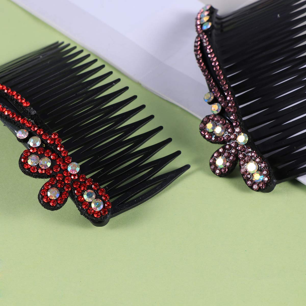 Lurrose 2-Piece Bridal Hair Clips Set for Women & Girls - Elegant Hair Barrettes, Side Combs & Teasing Comb - Perfect for Weddings, Prom, Parties & Special Occasions