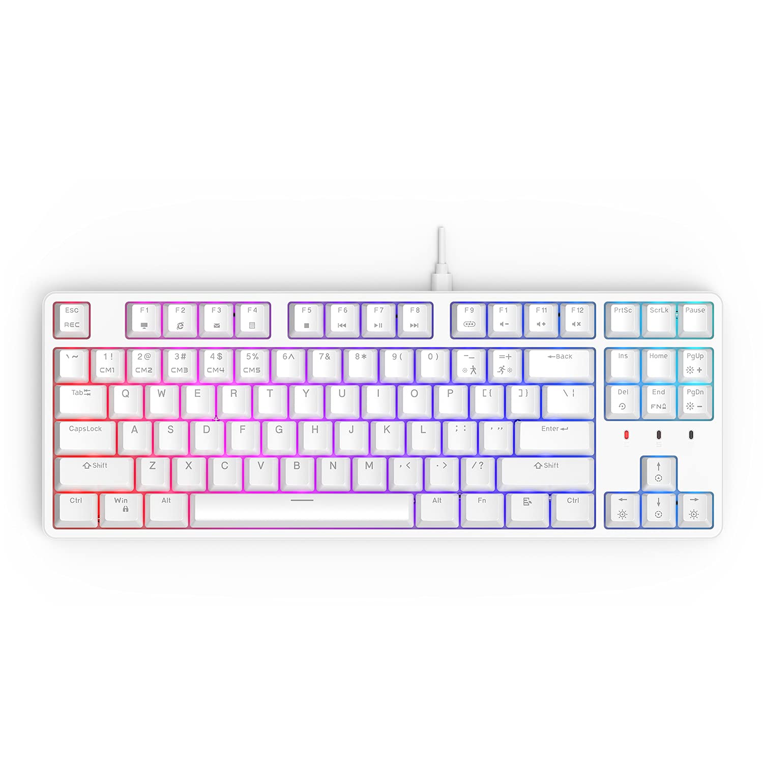 CIY X77 RGB Mechanical Keyboard - Hot-Swappable, 87 Keys for Gaming & Office (White/Brown Switch)