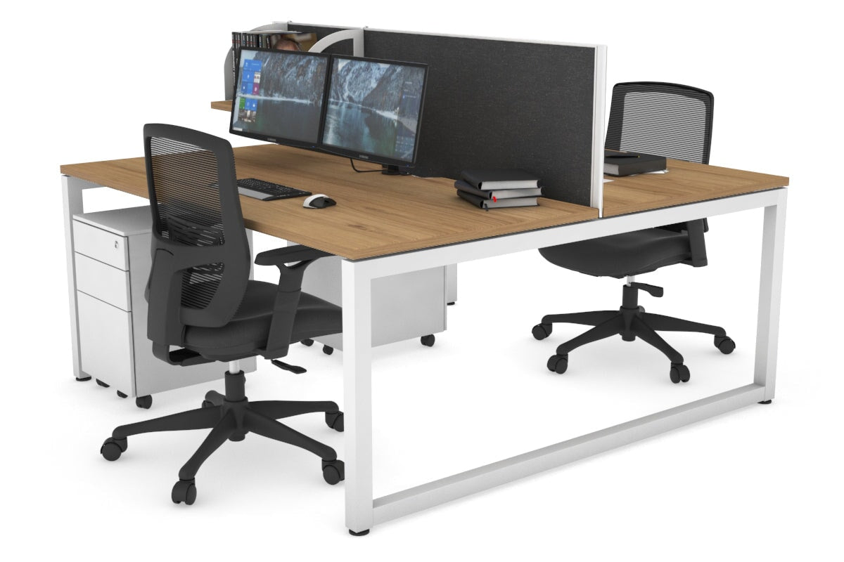 Quadro Loop Legs 2 Person Office Workstation - 1600L x 800W with Cable Management - Modern Shared Desk for Collaborative Workspaces & Home Offices