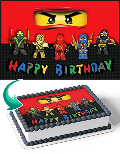 CAKECERY Lego Ninjago LN Edible Cake Topper - Birthday Party Decoration for 1/4 Sheet Cakes | Perfect for Kids' Birthday Parties, Themed Celebrations & Special Events