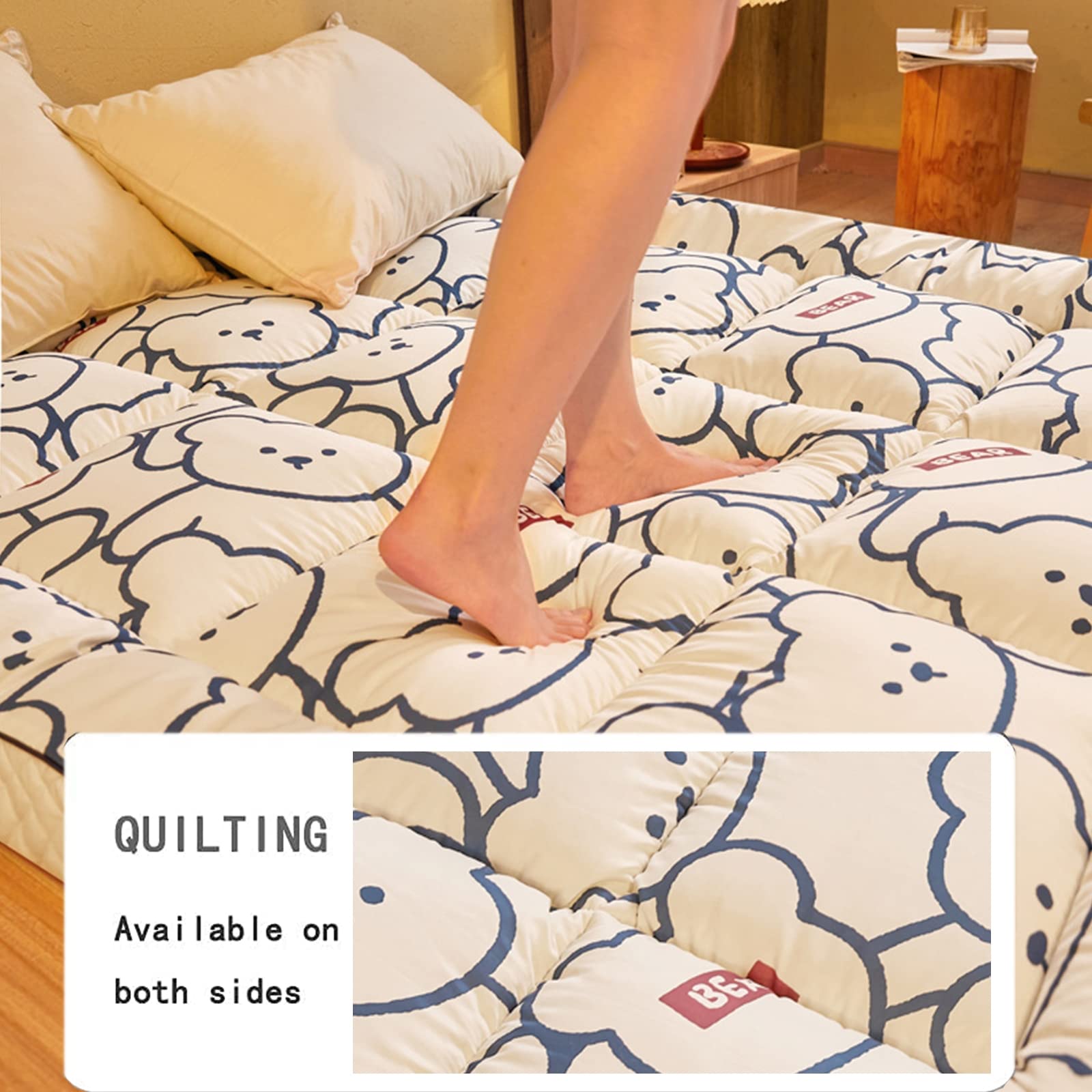 Thick Roll Up Japanese Futon Mattress - Winter Quilted Floor Mattress, Portable Folding Tatami Sleeping Pad for Camping, Couch, Guest Bed - Gray, 120x200cm (47x79in) - Perfect for Small Spaces, Sleepovers & Travel