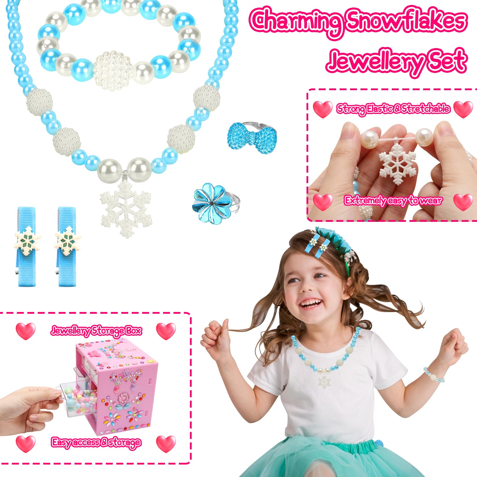 **Lovely Princess Jewelry Toy Set for Girls Age 3-10 - Sparkling Rings & Dress Up Accessories - Perfect for Birthday, Easter & Unicorn Themed Gifts - Great for Pretend Play, Tea Parties & Princess Dress Up**