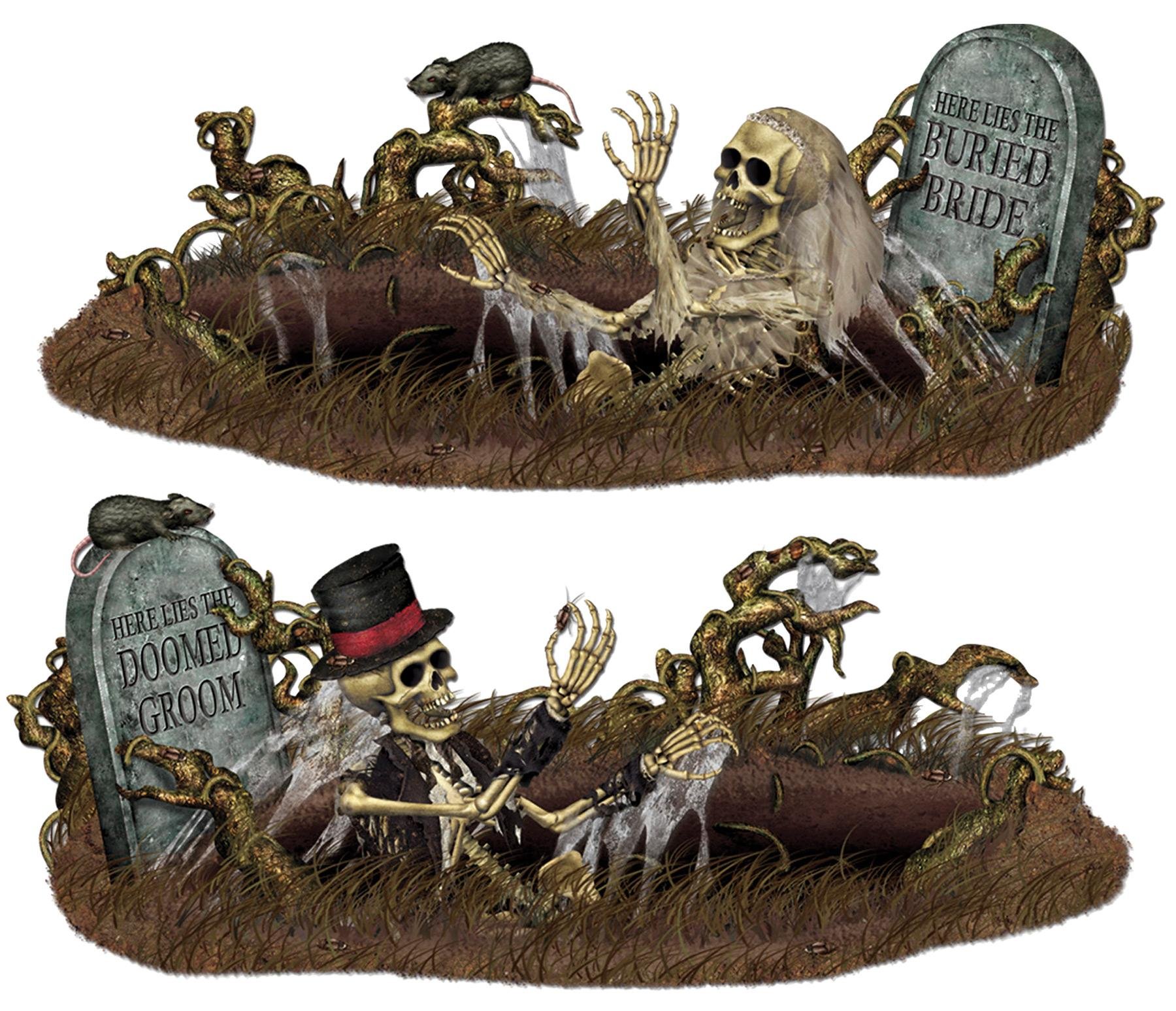 Horror Halloween Prop - Doomed Groom Buried Bride Scene Setter for Haunted House Decor & Themed Parties