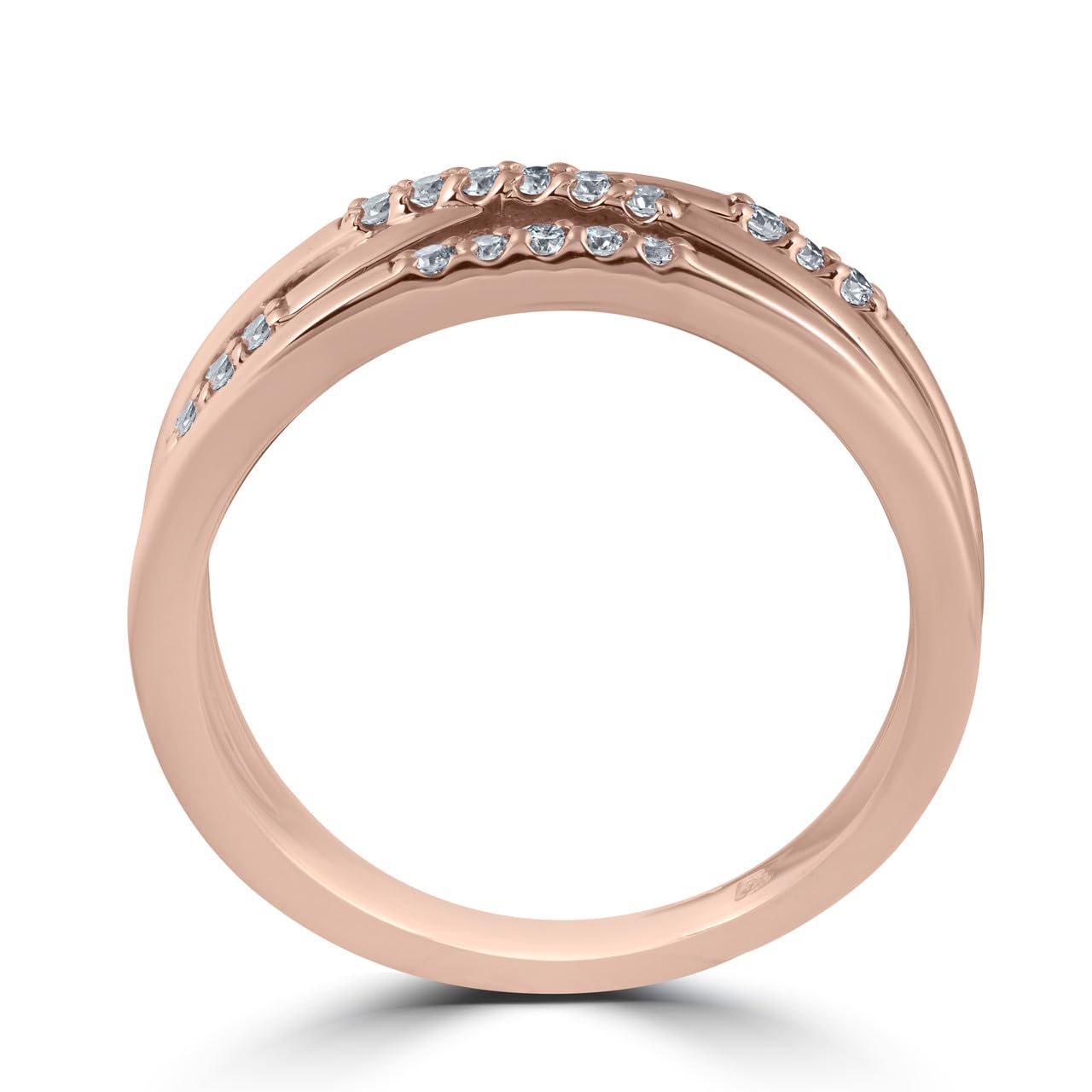 1/6 Carat Diamond Crossover 14K Rose Gold Multi Rose Ring for Women - Elegant Right Hand Ring for Weddings, Parties & Special Occasions