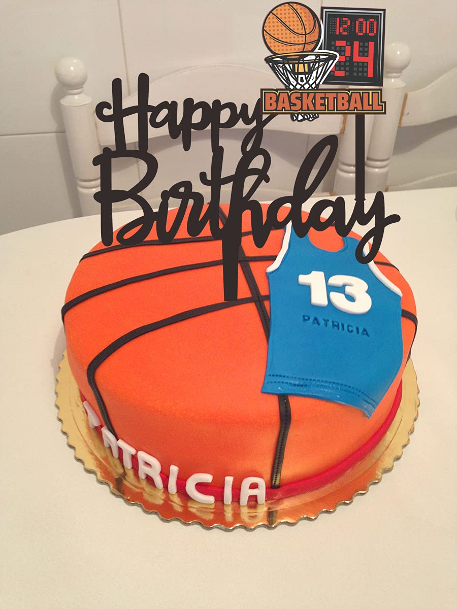 Basketball Birthday Cake Topper - Happy Birthday Cake Decor for Men, Kids, Boys - Sports Themed Party Supplies - Perfect for Basketball Birthday Cakes, Cupcakes, and Desserts