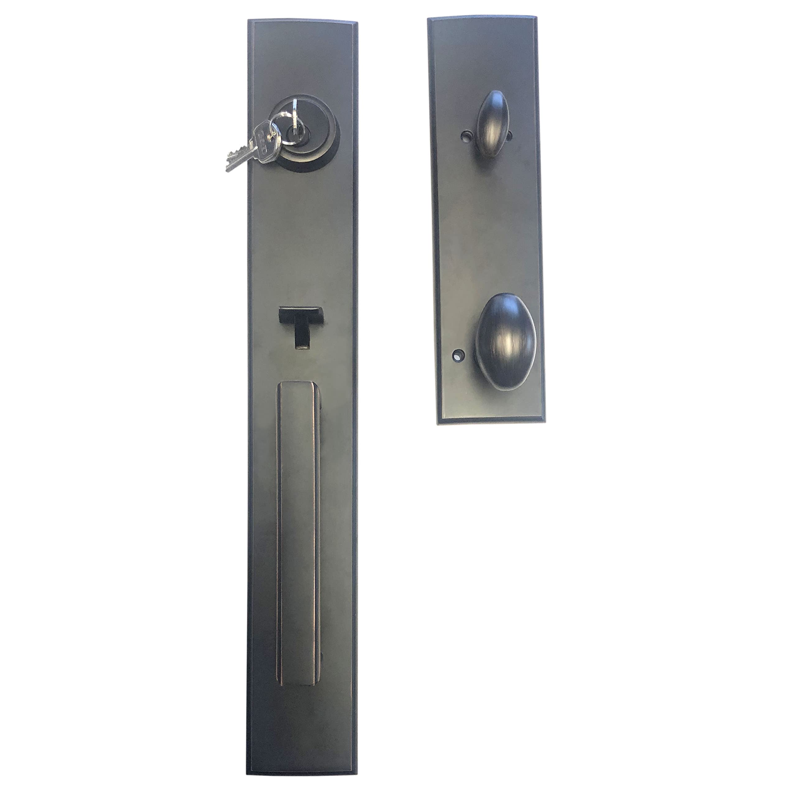 Premium Zinc Alloy Single Cylinder Door Handleset with Egg Knob - Oil Rubbed Bronze Finish for Entrance Security & Home Decor