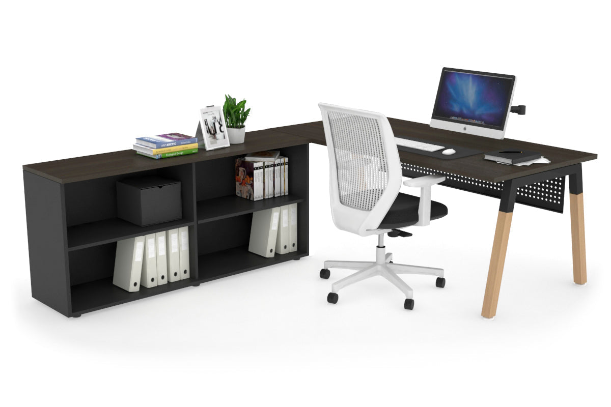 Premium Quadro A Legs Executive Desk with Wooden Legs & Black Cross Beam - 1600L x 700W - Perfect for Home Office, Conference Rooms & Executive Workspaces