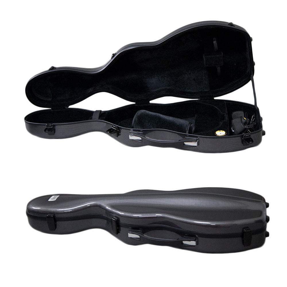 Premium Fiberglass Violin Case - Full Size Cello-Shaped, Durable & Lightweight with Hygrometer, Backpack Design (Black) - Perfect for Travel, Performances & Professional Musicians
