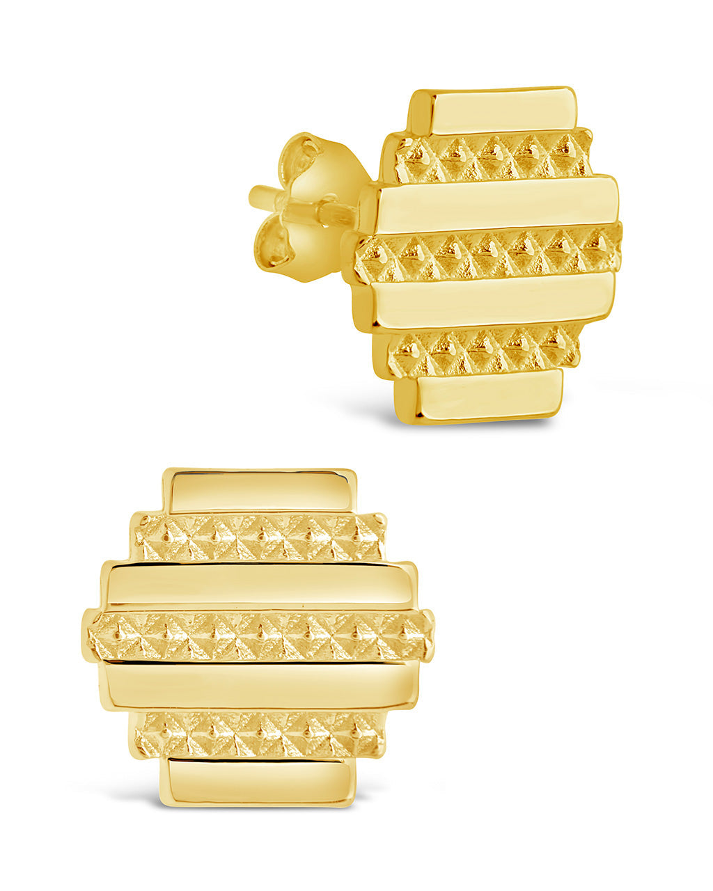 Sezia Textured Stud Earrings for Women - Hypoallergenic Small Gold Hoop Earrings - Perfect for Everyday Wear, Office, and Date Night