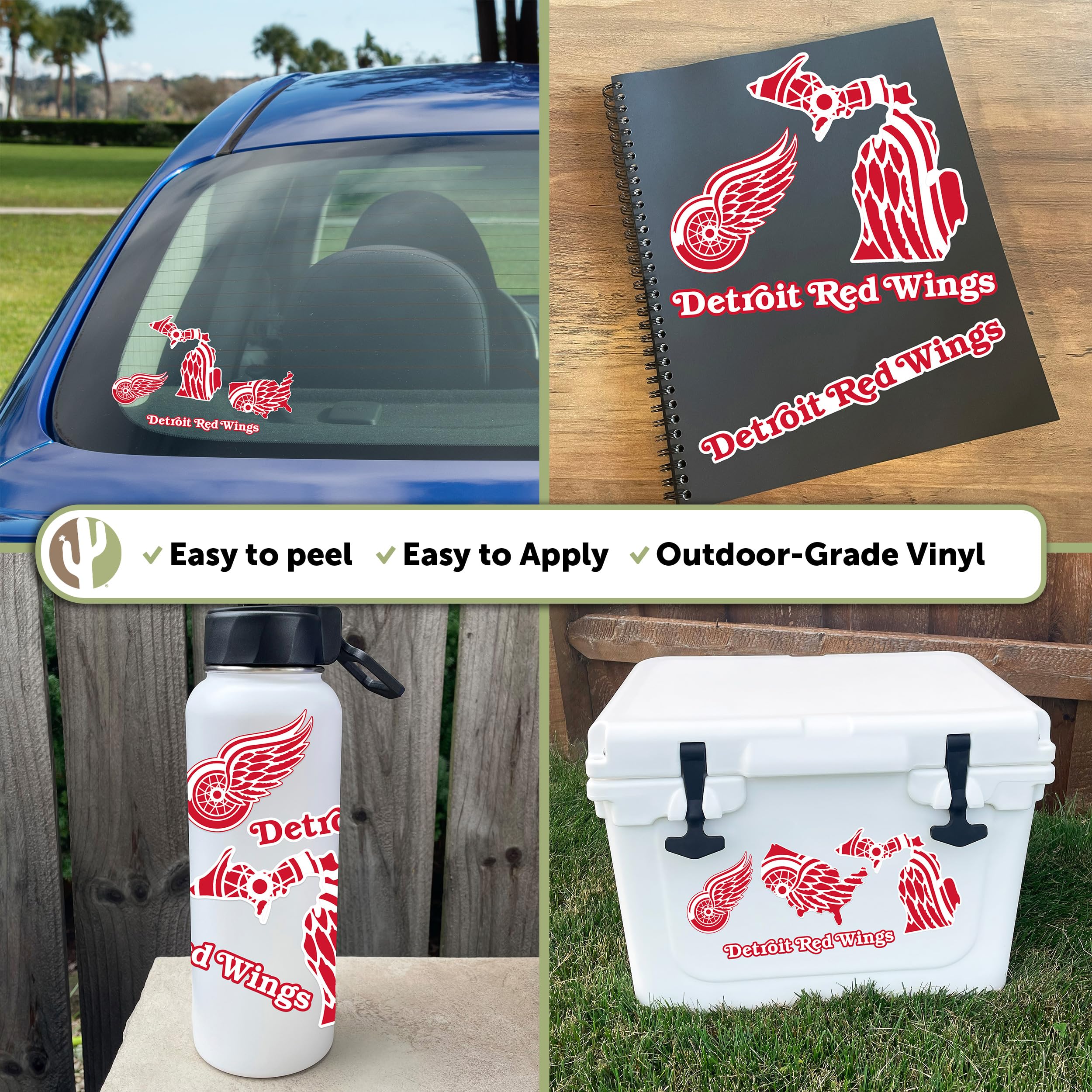 Detroit Red Wings NHL Hockey Team Vinyl Decal Sticker Set - Waterproof Laptop, Car, Water Bottle, Scrapbook Decor - Perfect for Fans, Sports Enthusiasts & Gift Giving