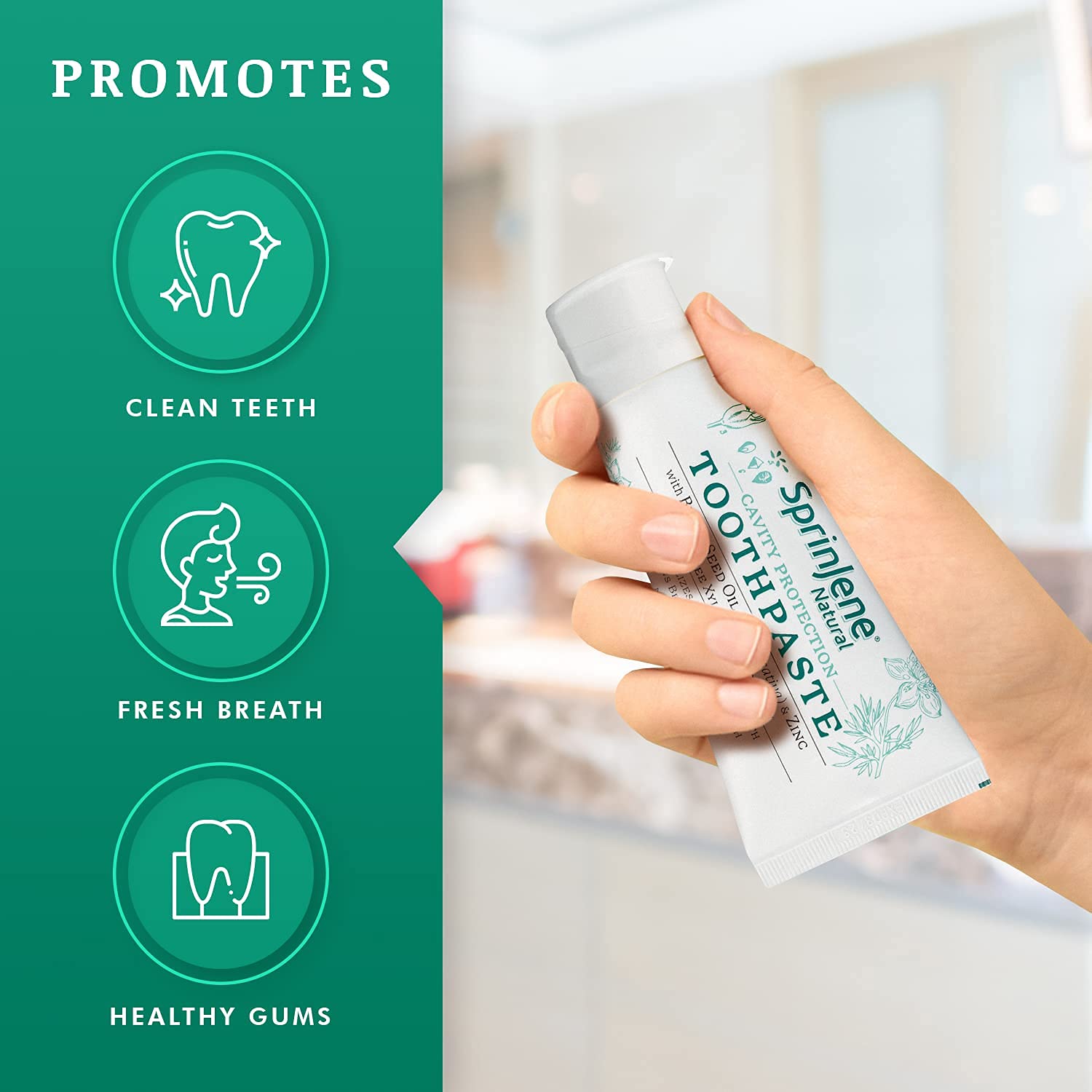 SprinJene Natural Fluoride Toothpaste for Healthy Teeth & Gums | Cavity Protection & Fresh Breath | 4 Pack | Ideal for Daily Oral Care & Travel