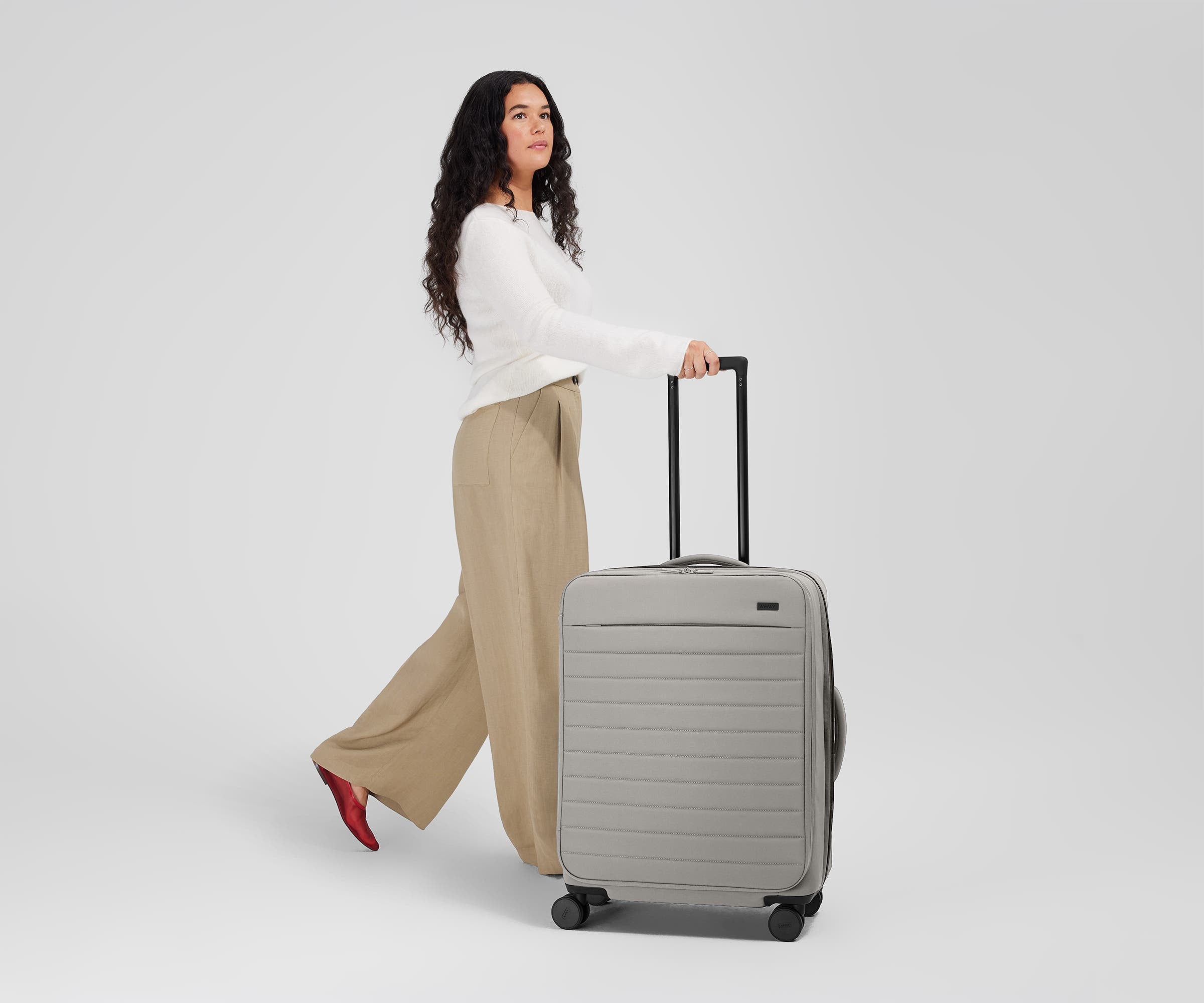 Premium Softside Medium Luggage in Cloud Gray - Lightweight & Durable Carry-On for Business Travel & Weekend Getaways