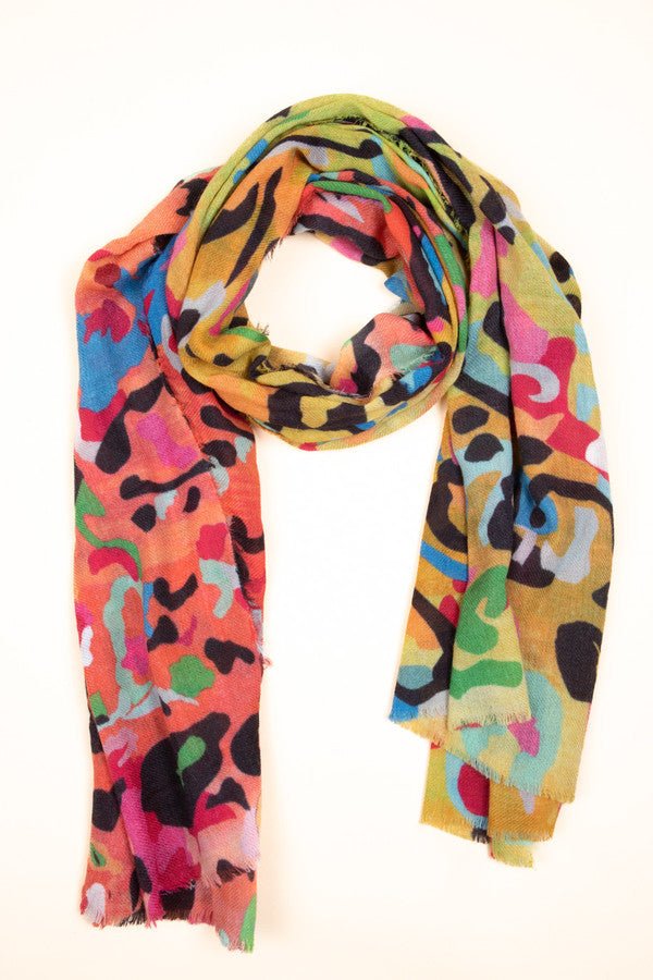 Vibrant Multicolor Abstract Wool Scarf - Soft Winter Fashion Accessory for Women & Men - Perfect for Cold Weather, Office Wear & Holiday Outfits