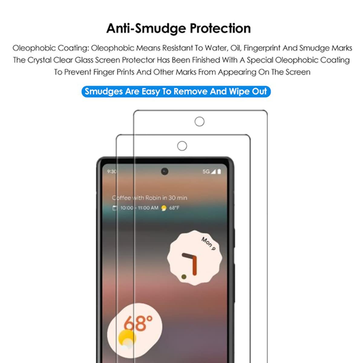 VIESUP 2-Pack HD Clear Tempered Glass Screen Protector for Google Pixel 6a - 9H Hardness, Anti-Scratch, Case Friendly for Daily Protection