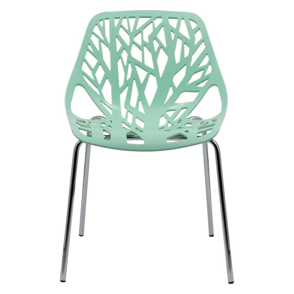 Modern Asbury Dining Chairs with Chrome Legs - Set of 2, Mint Green - Stylish Mid-Century Kitchen & Dining Room Seating for Home, Restaurant or Cafe