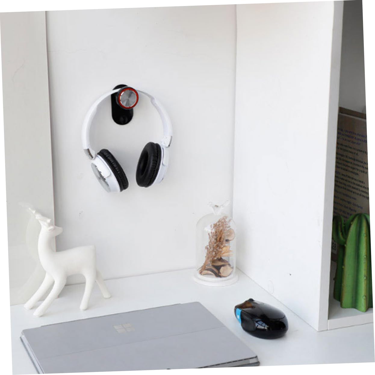 Mikikit 2 Pack Extendable Headphone Stand with Adhesive Hook - Space Saving Headset Holder for Desk, Bookshelf, Office, Gaming Setup & Home Organization