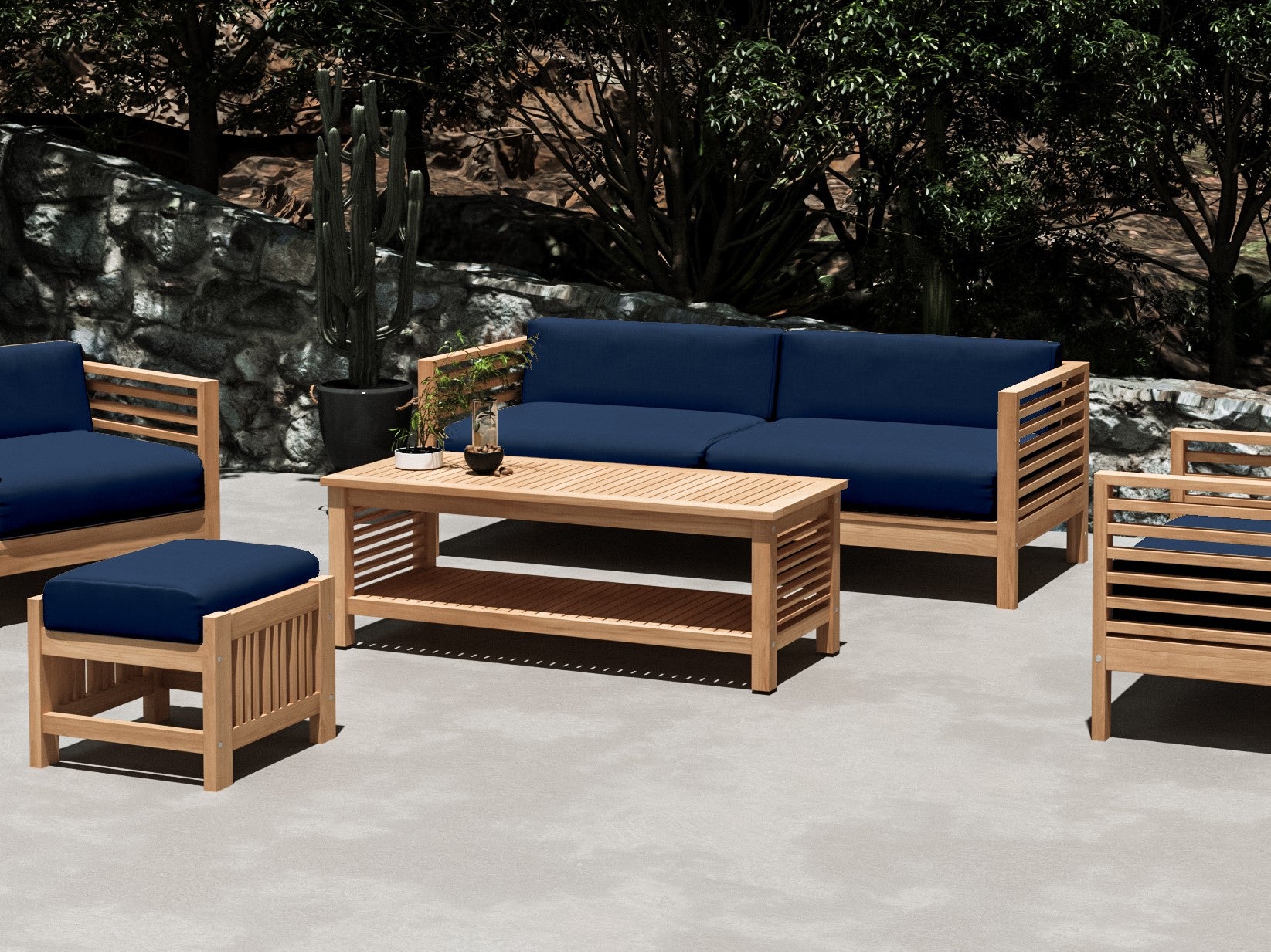 Sylvie Rectangular Teak Outdoor Coffee Table - Durable & Weather-Resistant Patio Furniture for Garden, Poolside, and Deck Use