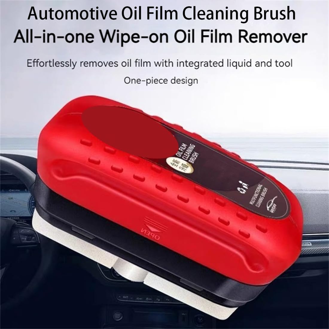 Upgraded Automotive Oil Film Cleaning Brush - 2Pcs All-in-One Glass Oil Film Remover & Anti-Rain Fog Cleaner for Cars, Trucks, SUVs & All Vehicles - Perfect for Windshield, Headlights & Side Mirrors Cleaning