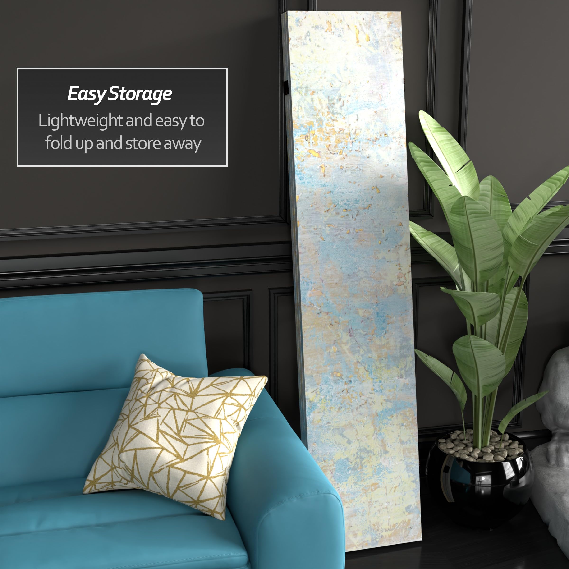 6 ft. Tall Red Lantern Double-Sided Canvas Room Divider - Sunlit Memories Celestia Collection | Freestanding Privacy Screen for Living Room, Bedroom & Office Decor