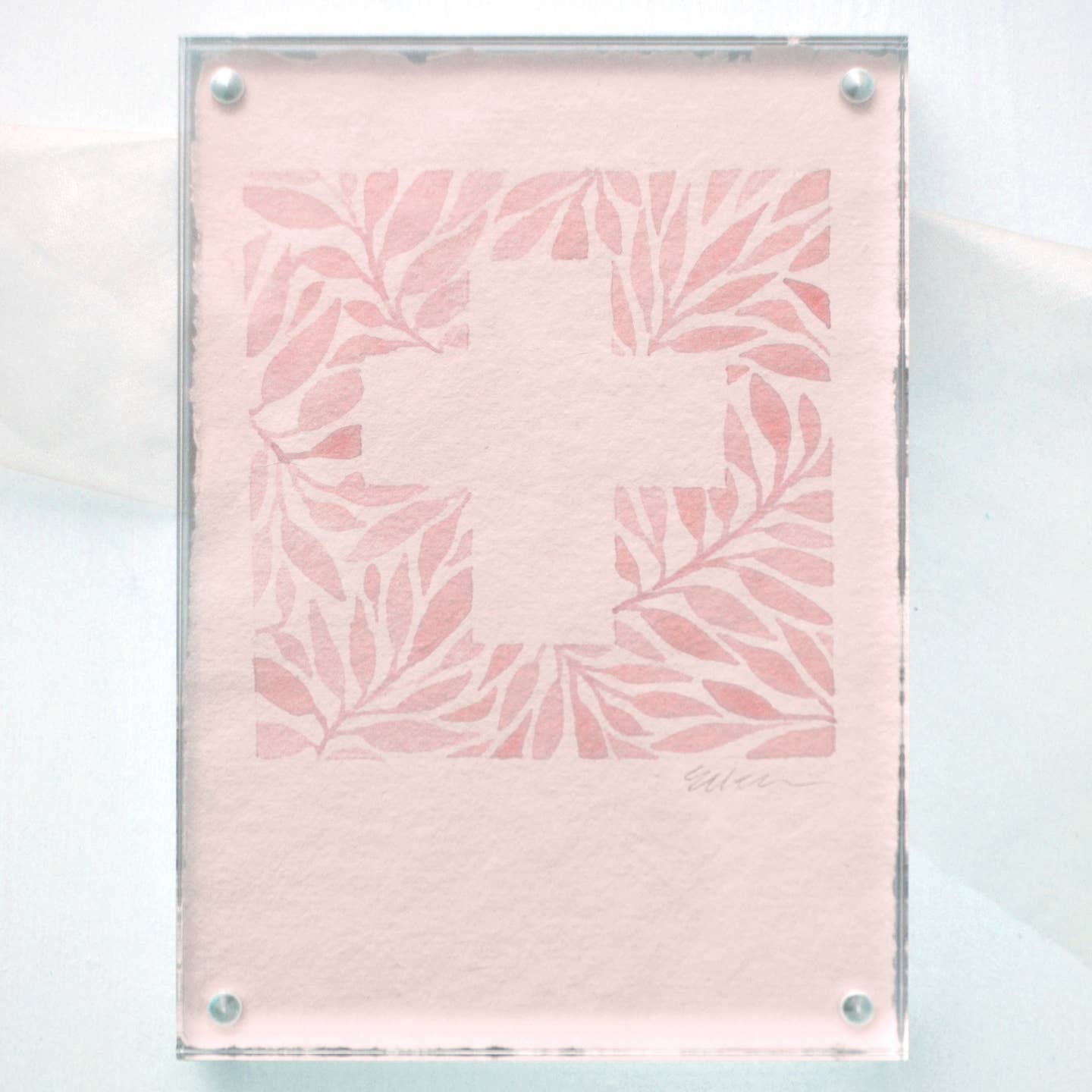Hand Painted Pink Square Cross Framed in Acrylic - 5x7 Inch Wall Decor for Home, Office & Church | Perfect Christian Gift & Religious Artwork