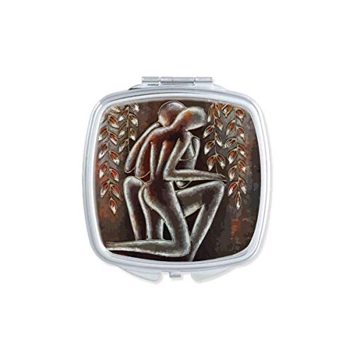 DIYthinker Modern Abstract Character Design Portable Double-Sided Mirror - Compact Travel Makeup Mirror for Home, Office & On-The-Go Touch Ups