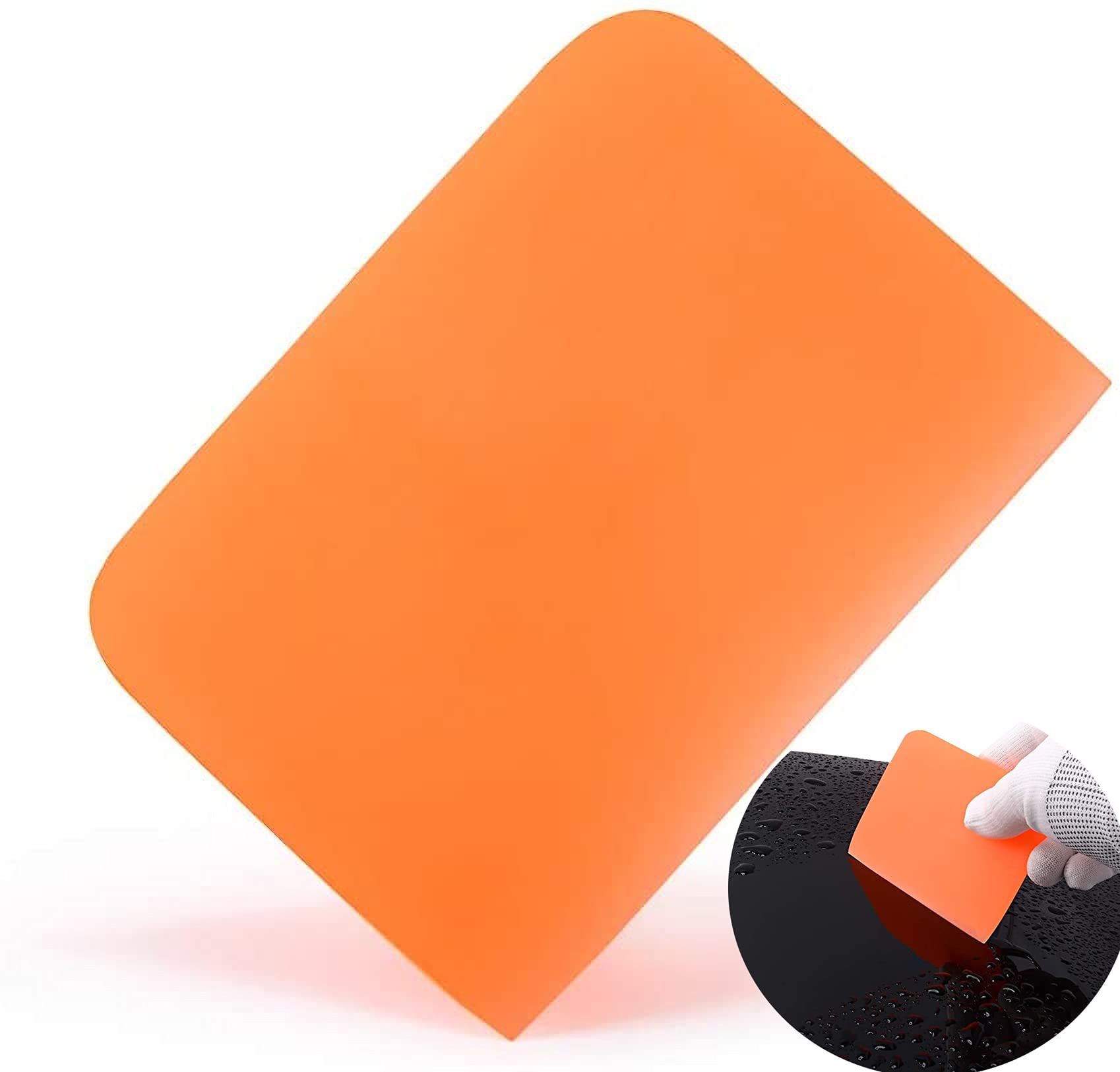 Vinyl Rubber Squeegee - HiYi Mini Soft Coating Scraper for Car Windshield & Window Cleaning | Scratch-Free TPU Hand Tool for Auto Detailing, Body Filming & Edge Trimming (Orange) | Perfect for Car Wash, Home Glass Cleaning & DIY Projects