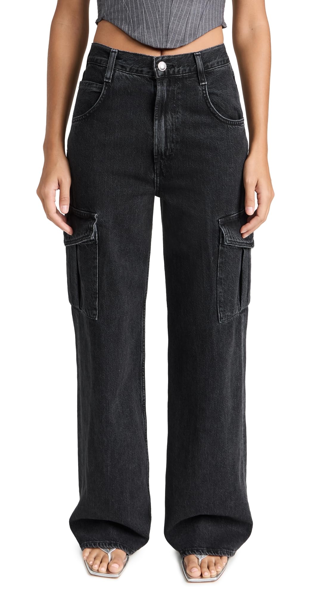 AGOLDE Women's Minka Cargo Jeans - High Waist Distressed Denim Pants with Utility Pockets | Perfect for Casual Outfits, Streetwear & Everyday Wear