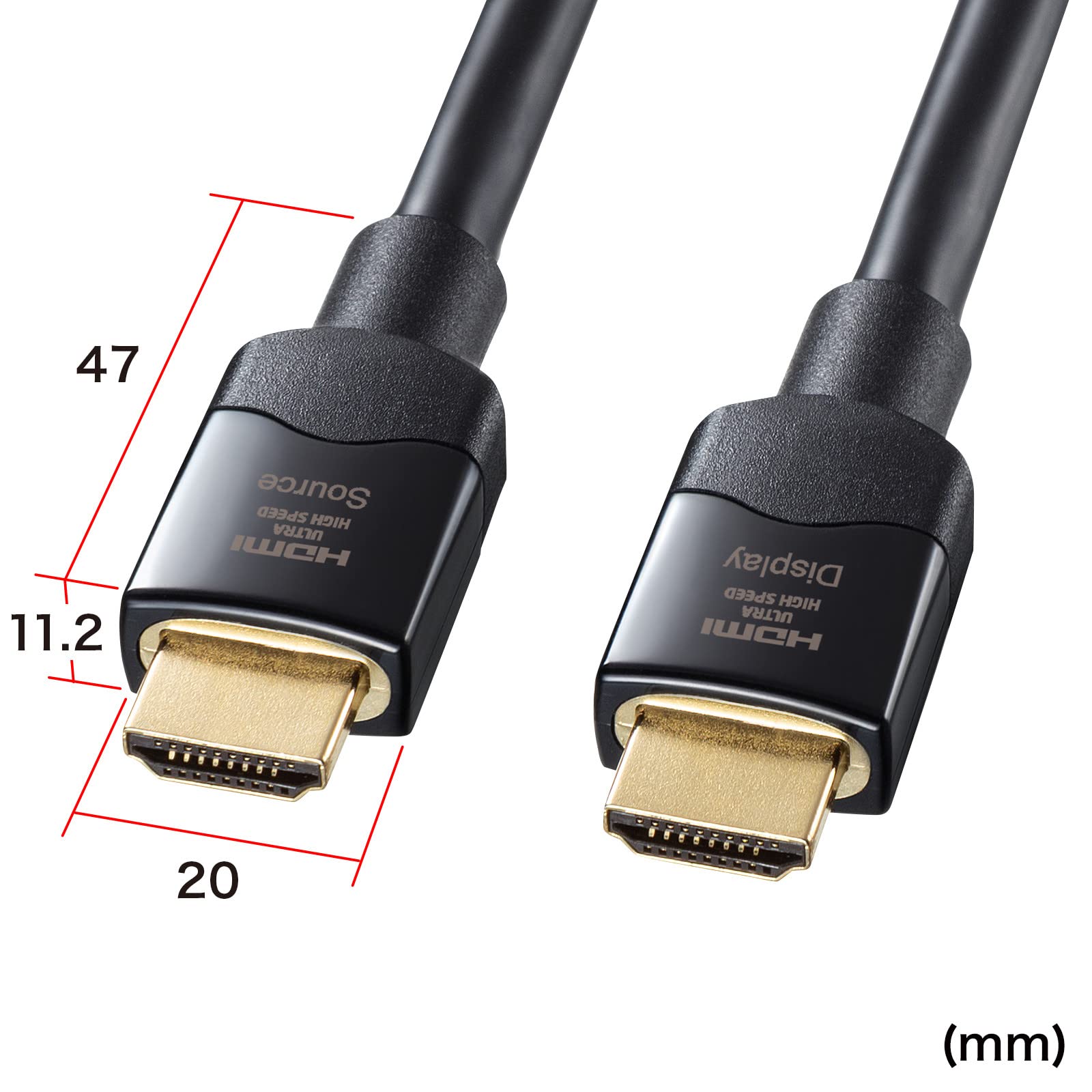 Sanwa Supply KM-HD20-UFB200 20m Fiber Optic HDMI Cable 4K 120Hz 8K 60Hz - Ultra High Speed for Home Theater, Gaming, and Professional AV Installations