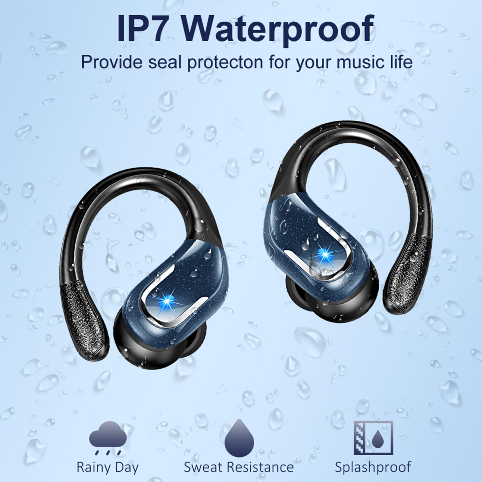 2024 Wireless Bluetooth 5.4 Earbuds with 75H Playtime, 4 ENC Mic Noise Cancelling - IP7 Waterproof Over-Ear Sport Headphones for Running, Workout & Gym | Perfect for Fitness, Commuting & Outdoor Activities