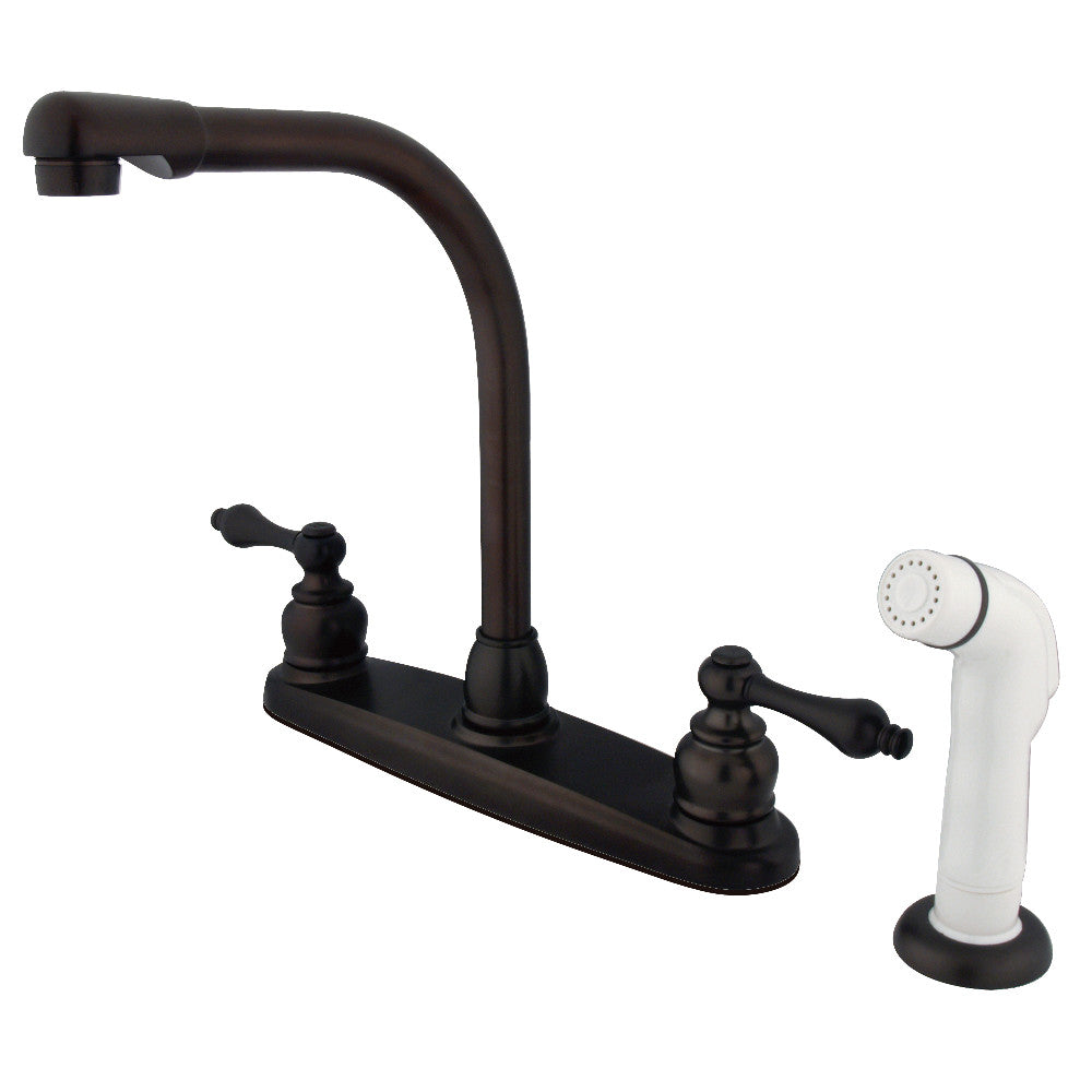 Kingston Brass KB716AL Victorian Centerset Kitchen Faucet - Polished Nickel, Single Handle, High Arc Design for Modern & Traditional Kitchens | Perfect for Washing Dishes, Filling Pots & Daily Kitchen Tasks