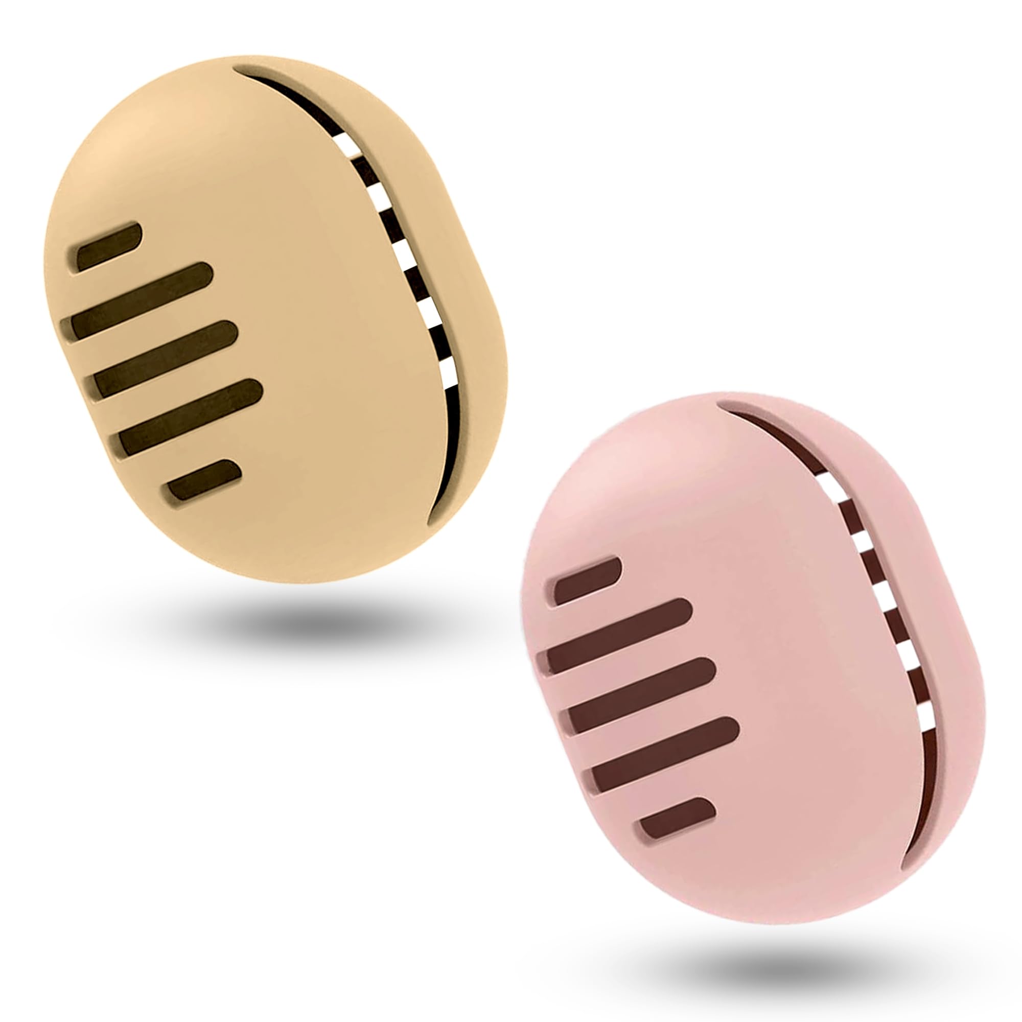 Homeaura Silicone Makeup Sponge Holder - Double Sided Breathable & Shatterproof Beauty Blender Case for Travel | Portable Cosmetic Organizer | Pack of 2 (Khaki & Pink) | Perfect for Makeup Artists & On-the-Go Touchups