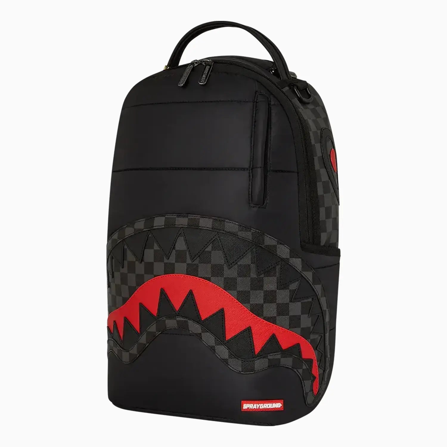 Stylish Black Puffer Check Backpack for Women & Men - Water-Resistant Laptop Backpack with USB Charging Port - Perfect for School, Travel, and Daily Commute